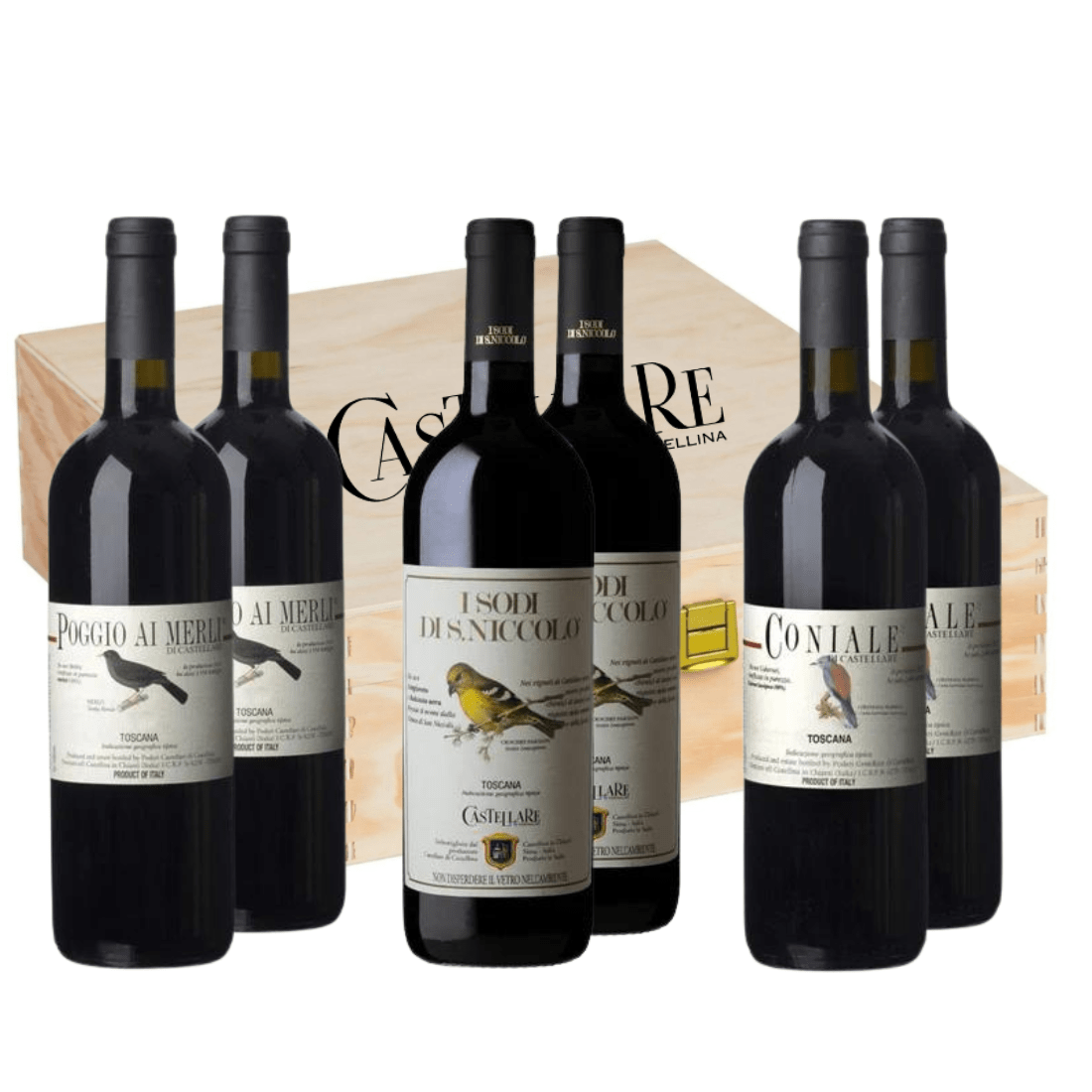 Castellare di Castellina 2 Coniale 2018 Igt Toscana Cabernet Sauvignon + 2 Poggio ai Merli 2019 Igt Toscana Merlot + 2 I Sodi di San Niccolò 2019 Igt Toscana Rosso - Castellare di Castellina