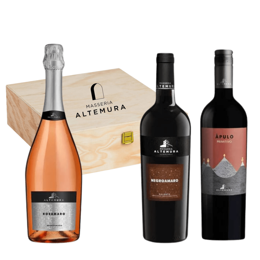 Masseria Altemura Rosamaro Spumante Brut Rosato Magnum + Apulo 2022 Igt Primitivo Rosso + Negroamaro 2021 Igt Salento - Masseria Altemura